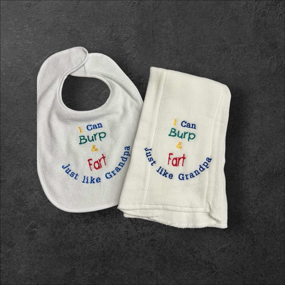 Handmade Funny Grandpa Bib and Burp Cloth set - Picture 4 of 12